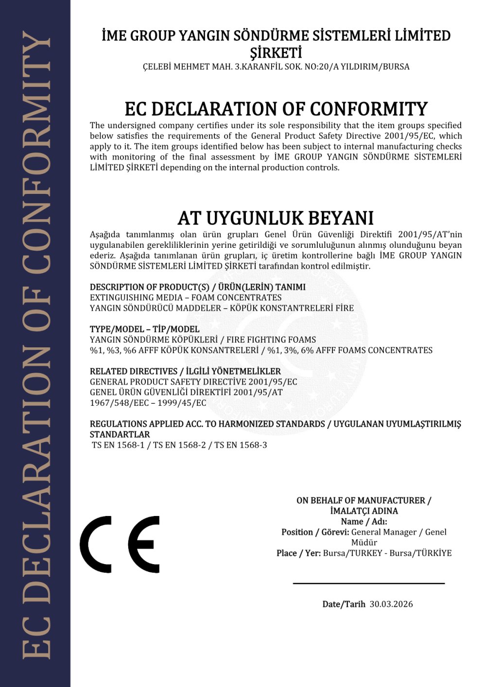 Afff Kopuk At Uygunluk — Bursa Yangın belgesi